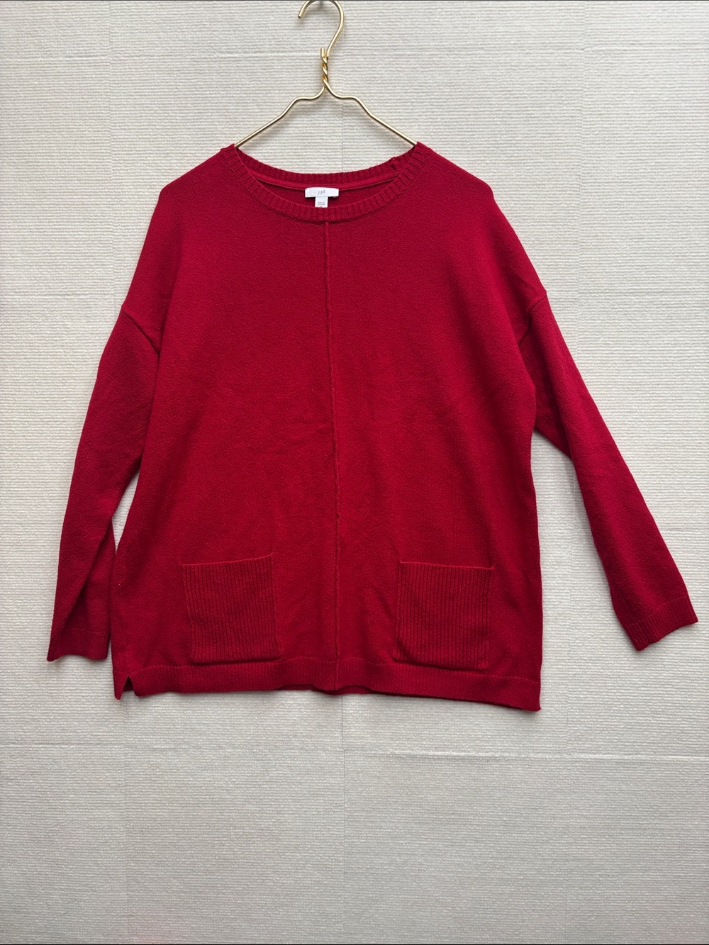 J. Jill medium Red Women’s Crewneck Sweater with Patch Pockets